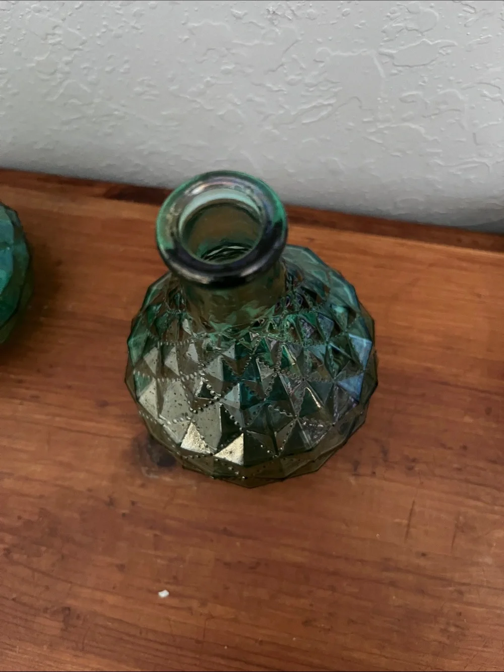 Vintage Carnival Glass quilted Iridescent Pattern Choice of Blue or Green